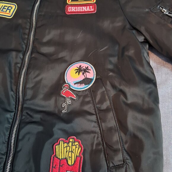 Indigo Rein Bomber Jacket with Patches 90s trending - Picture 6 of 13
